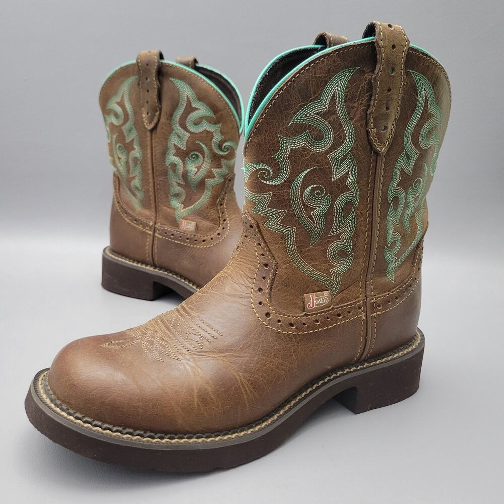 Justin Gypsy Boots Womens Size 8.5 B Brown Western Round Toe Cowboy